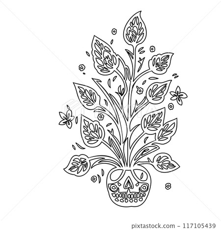 flower plant outline illustration sketch  117105439
