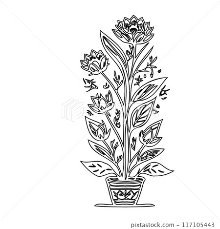 flower plant outline illustration sketch flower plant outline illustration sketch 117105443
