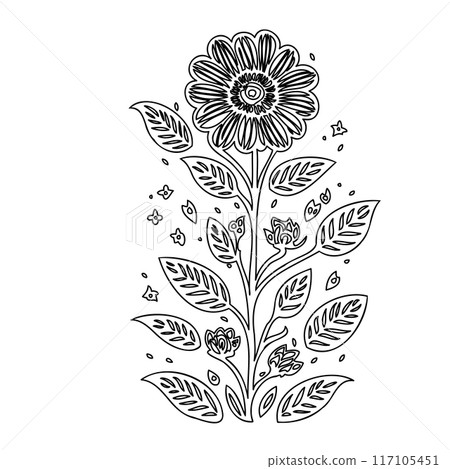 flower plant outline illustration sketch flower plant outline illustration sketch 117105451