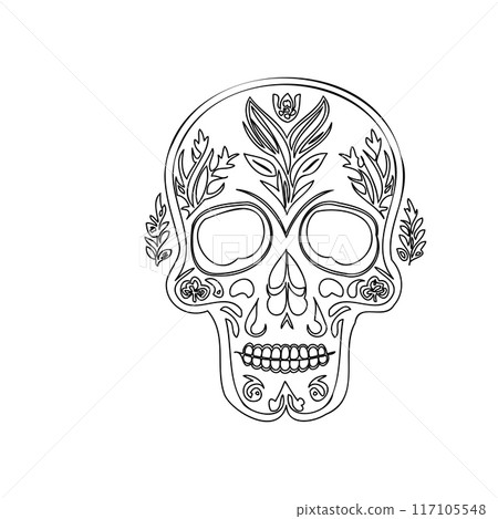 day of the dead skull outline illustration sketch day of the dead skull outline illustration sketch 117105548