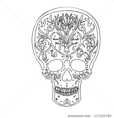 day of the dead skull outline illustration sketch day of the dead skull outline illustration sketch 117105590