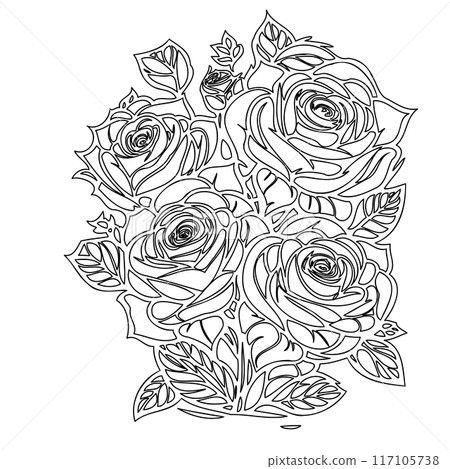roses flower outline illustration sketch roses flower outline illustration sketch 117105738