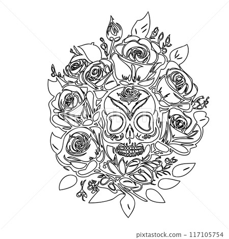 roses flower outline illustration sketch roses flower outline illustration sketch 117105754