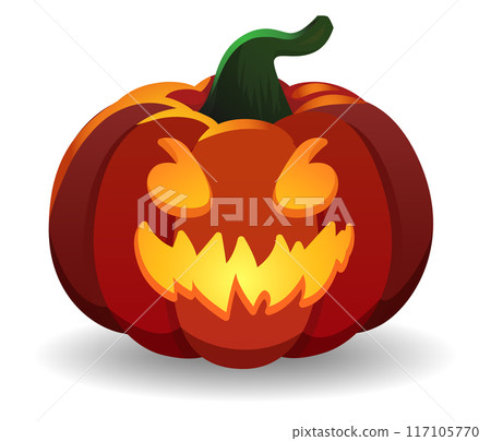 Autumn holiday pumpkin lantern. Halloween cartoon icon Autumn holiday pumpkin lantern. Halloween cartoon icon 117105770