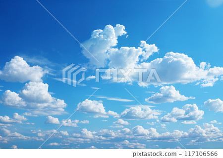 beautiful blue sky with white cumulus clouds for abstract background 117106566