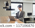 Japanese male businessman (operating a PC) 117106870