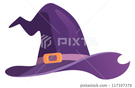 Cartoon witch hat. Fairytale retro cap icon 117107378