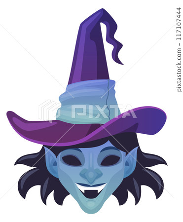 Witch mask. Carnival monster face for kid party 117107444