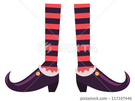 Fairy legs cartoon icon. Striped stockings in shoes 117107446