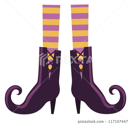 Witch feet. Magic fairytale character legs icon 117107447