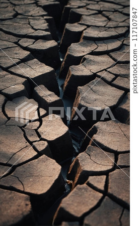 Upward fissures on the ground surface Upward fissures on the ground surface 117107847
