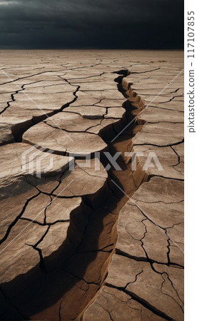 Upward fissures on the ground surface Upward fissures on the ground surface 117107855