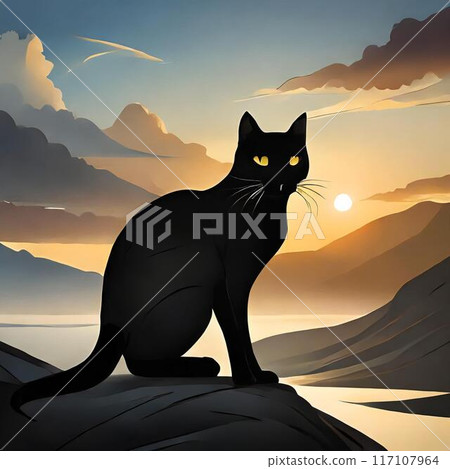 Cute cat silhouette illustration 117107964