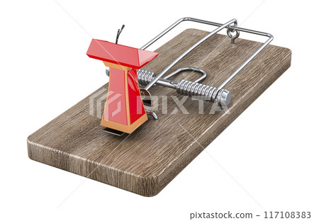 Tribune with microphone in mousetrap. 3D rendering 117108383
