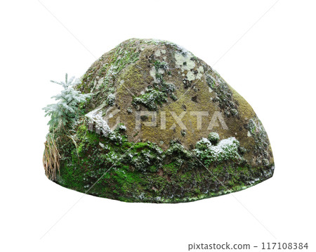 old stone lying near the water isolated on a white background 117108384
