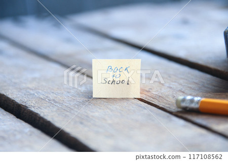 Back to school tag, vintage background. 117108562