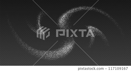 Falling sugar powder, flying salt. White crystals. 117109167