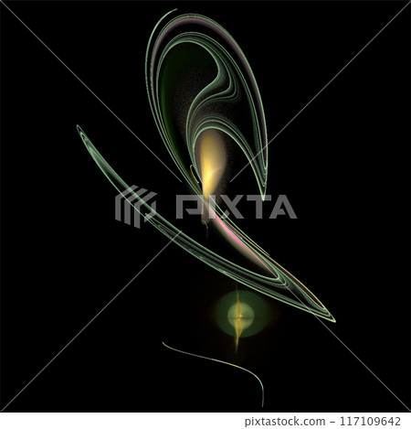 yellow green abstract pattern on a black background, wallpaper, design 117109642