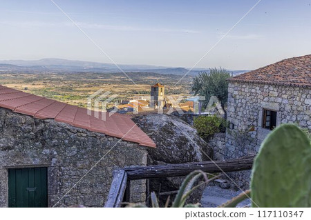 Scene of a deserted street from the historic town of Monsanto in Portugal 117110347