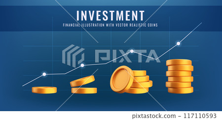 3D money coin stack growth concept 117110593