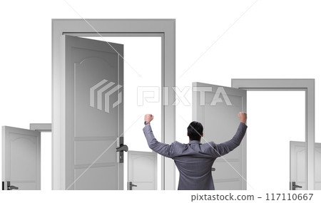 Businessman facing many business opportunities 117110667