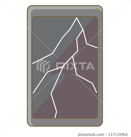 Smartphone with a large crack in the screen Smartphone with a large crack in the screen 117110902