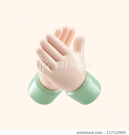 3d rendering of a human hand isolated on a white background. Realistic 3d vector illustration 3d rendering of a human hand isolated on a white background. Realistic 3d vector illustration 117110995
