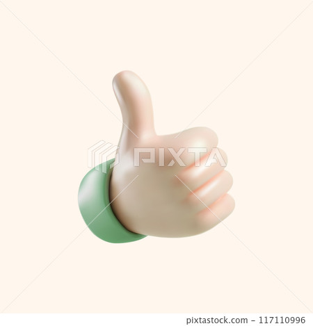 3d rendering of a human hand isolated on a white background. Realistic 3d vector illustration 3d rendering of a human hand isolated on a white background. Realistic 3d vector illustration 117110996