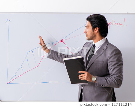 Young handsome businessman in front of whiteboard 117111214