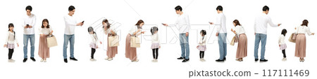 Shopping sister family family full body person cutout material 117111469