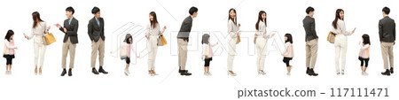 購物幼兒女孩家庭家庭全身人物剪影素材 117111471