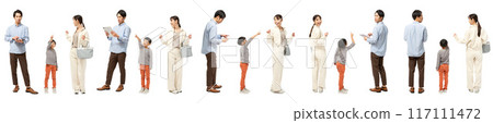 Elementary school boy family family full body person cutout material Elementary school boy family family full body person cutout material 117111472