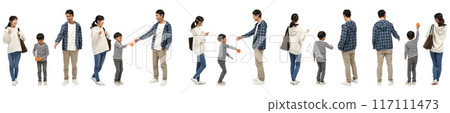 Elementary school boy family family full body person cutout material Elementary school boy family family full body person cutout material 117111473