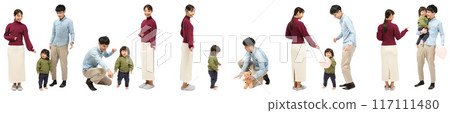 幼兒女孩一家全身圖摳圖素材 117111480