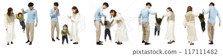 幼兒女孩一家全身圖摳圖素材 117111482