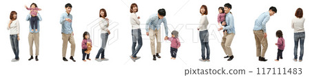 Toddler girl family family full body person cutout material 117111483
