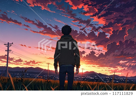 Boy, illustration, sunset 117111829