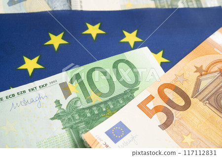 Euro banknote with coin money economy finance exchange trade investment. Euro banknote with coin money economy finance exchange trade investment. 117112831
