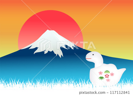 Snake New Year's card Mt. Fuji background 117112841