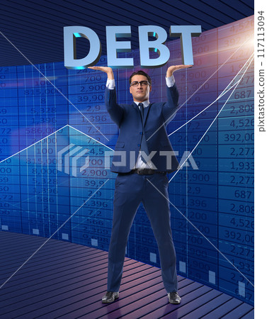 Businessman in debt business concept 117113094