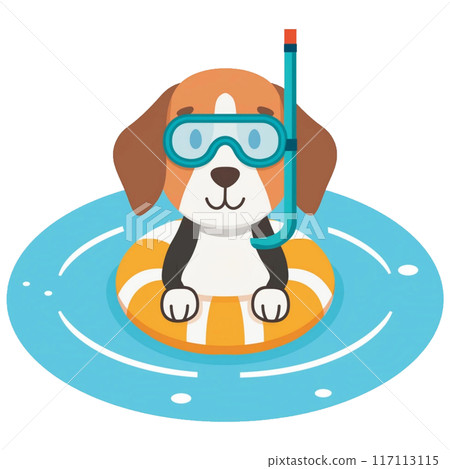 Beagle enjoying snorkeling 3 / Flyer and poster material 117113115