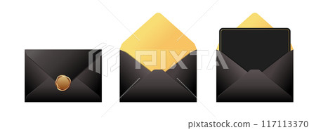 Black envelope and invitation illustration 117113370
