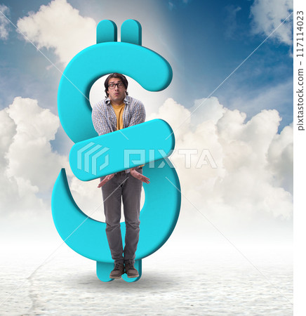 Young man in student loan and debt concept Young man in student loan and debt concept 117114023