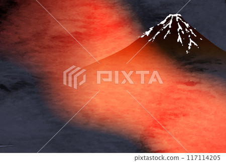 Mt. Fuji Japanese pattern watercolor background 117114205