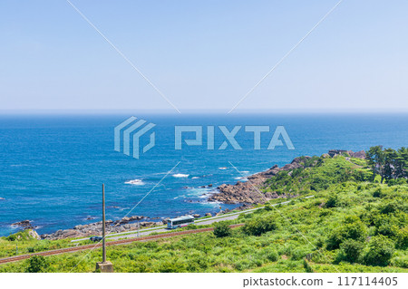 "Aomori Prefecture" Blue sea and sky, Tanesashi Coast "Aomori Prefecture" Blue sea and sky, Tanesashi Coast 117114405
