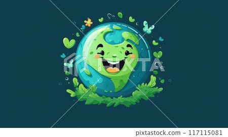 Earth with vibrant nature elements. Ecological and environment-friendly. AIG35. 117115081