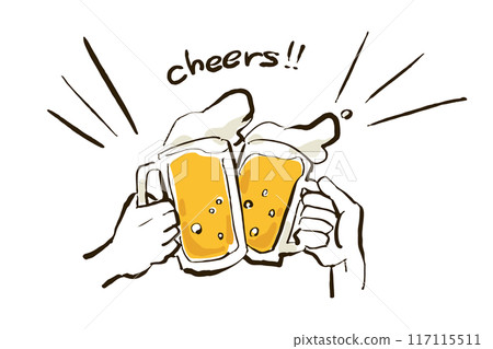 Beer toast illustration (cheers, color 01) Beer toast illustration (cheers, color 01) 117115511