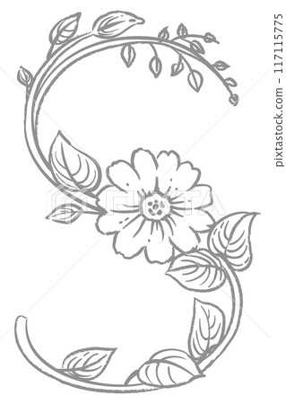 Design letters with elegant flowers. "S". Vector material. Design letters with elegant flowers. "S". Vector material. 117115775