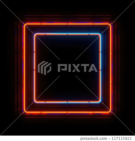 Glowing neon square light frame with vibrant color on dark background. AIG35. Glowing neon square light frame with vibrant color on dark background. AIG35. 117115821
