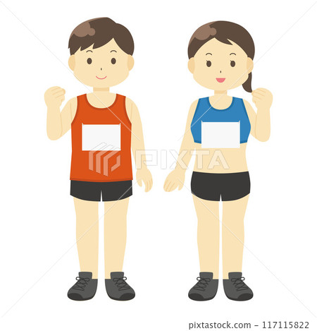 穿著田徑服的男女插畫 穿著田徑服的男女插畫 117115822